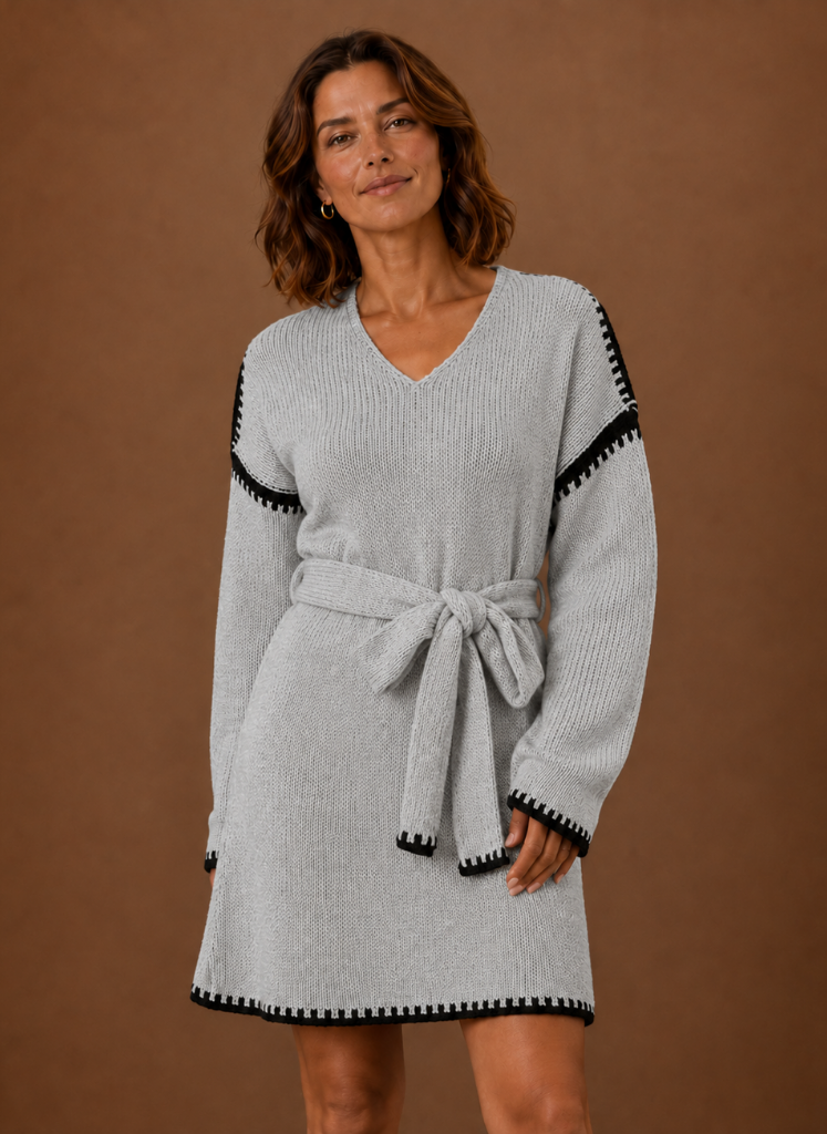 Gebreide jurk dames met riem – afbeelding 9