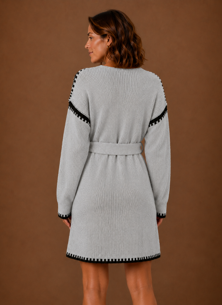 Gebreide jurk dames met riem – afbeelding 10