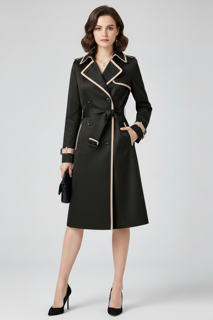 Trenchcoat Dames met Riem – Klassieke Overjas met Structuurstof