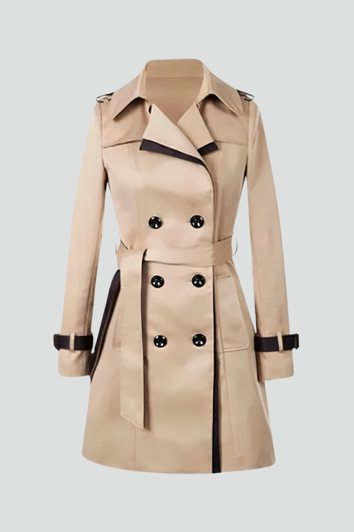 Trenchcoat Dames met Riem – Klassieke Overjas met Structuurstof