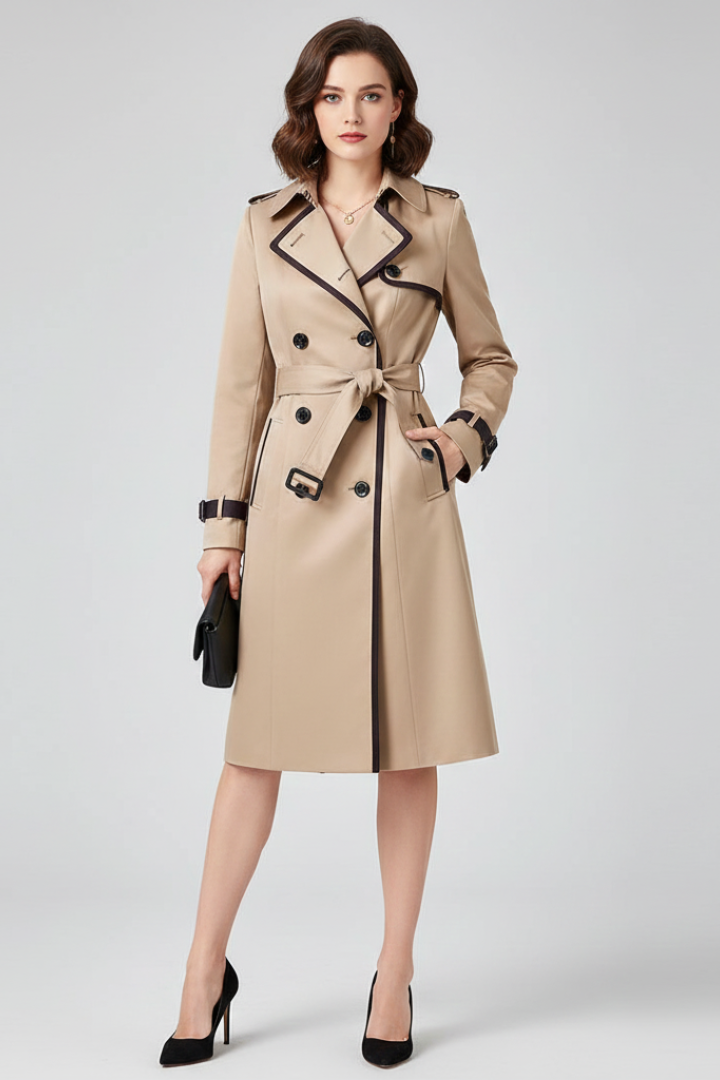 Trenchcoat Dames met Riem – Klassieke Overjas met Structuurstof