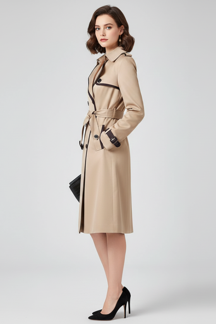 Trenchcoat Dames met Riem – Klassieke Overjas met Structuurstof
