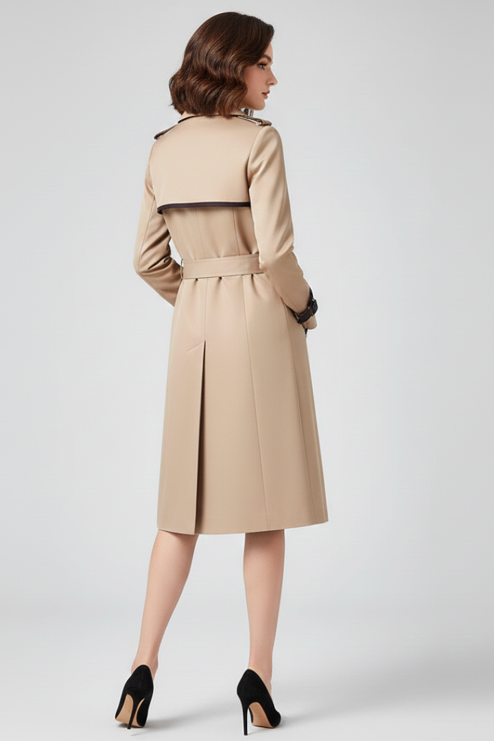 Trenchcoat Dames met Riem – Klassieke Overjas met Structuurstof