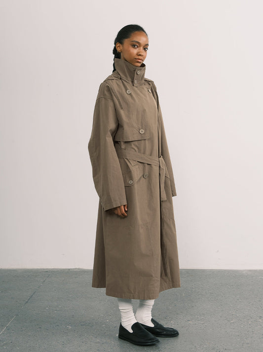 Katoenen Trenchcoat Dames Oversized – Lange Overjas met Riem