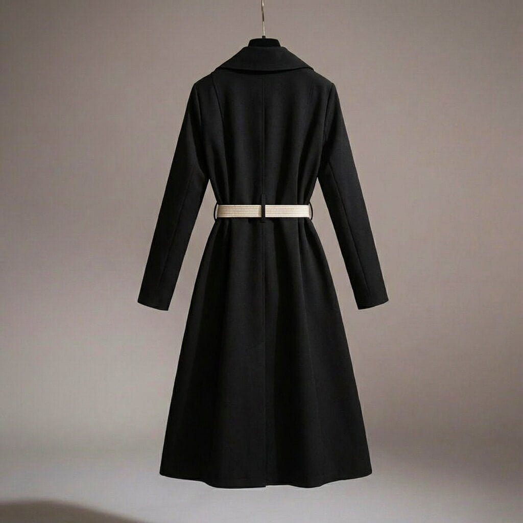 Overgangsjas Dames – Elegante Lange Mantel met Verfijnde Afwerking