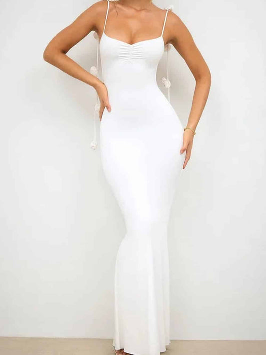 Getailleerde Backless Maxi-jurk met Cami-bandjes