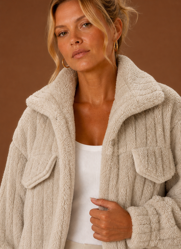 Oversized teddy jas dames – afbeelding 4
