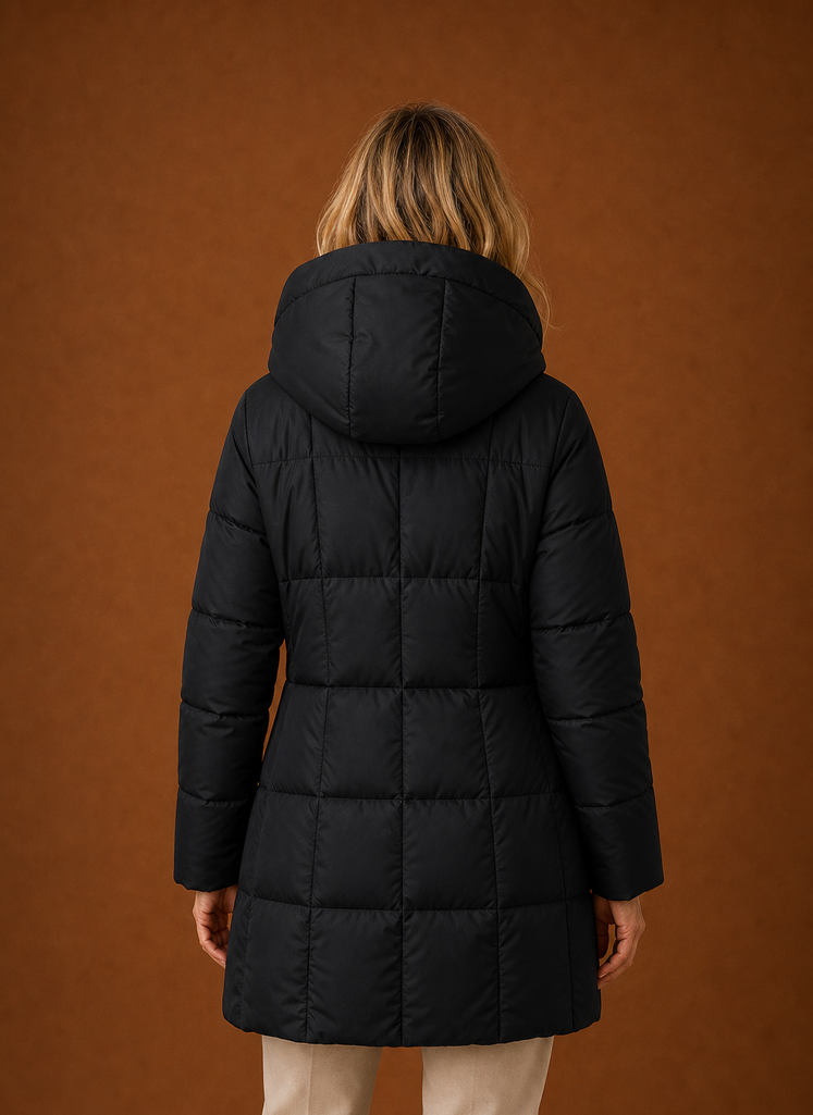 Lange pufferjas dames met capuchon – afbeelding 7