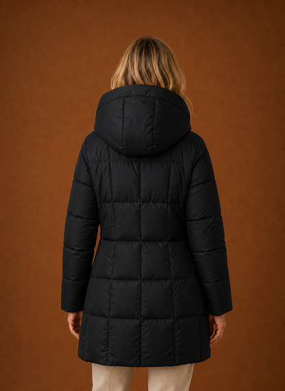 Lange pufferjas dames met capuchon – afbeelding 7