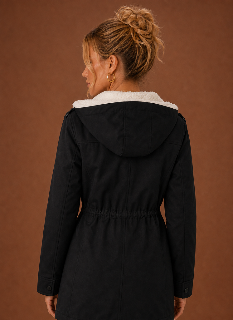 Lange parka dames met fleecevoering – afbeelding 4