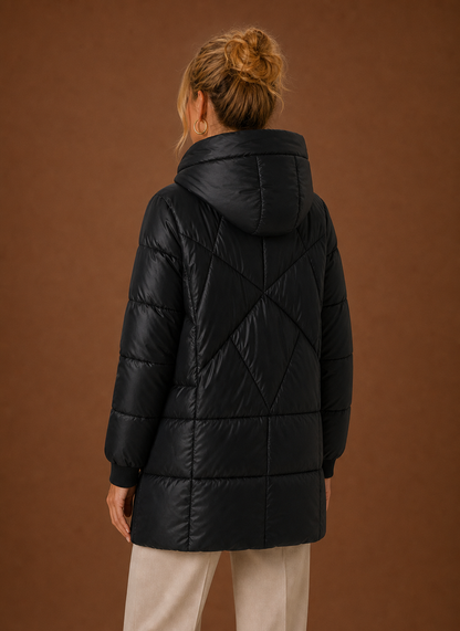 Lange pufferjas dames met capuchon – afbeelding 7