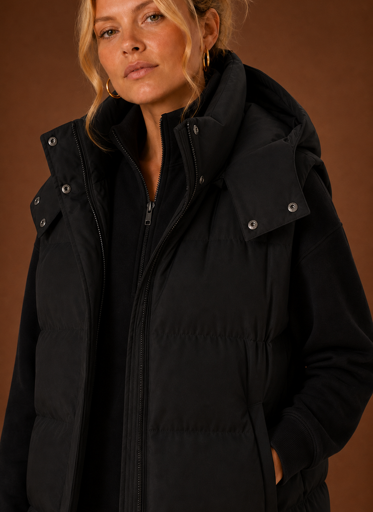 Oversized bodywarmer dames met capuchon – afbeelding 8