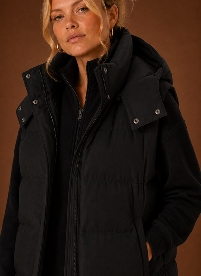 Oversized bodywarmer dames met capuchon – afbeelding 8
