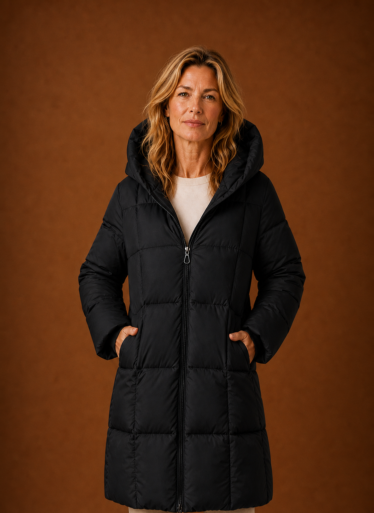 Lange pufferjas dames met capuchon – afbeelding 5