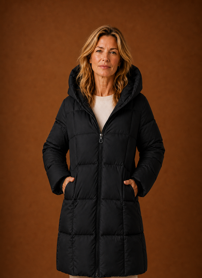 Lange pufferjas dames met capuchon – afbeelding 5