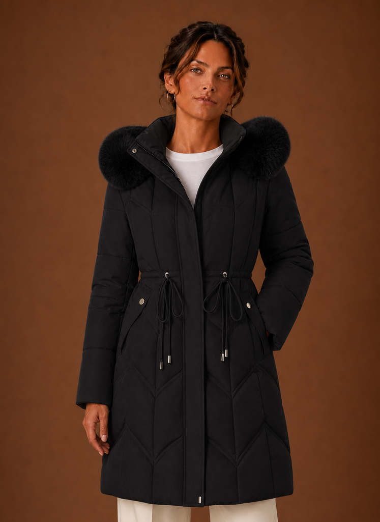 Lange pufferjas dames met bontrand – afbeelding 9