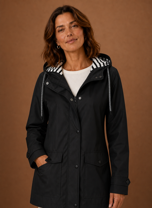 Trenchcoat dames met capuchon, getailleerd
