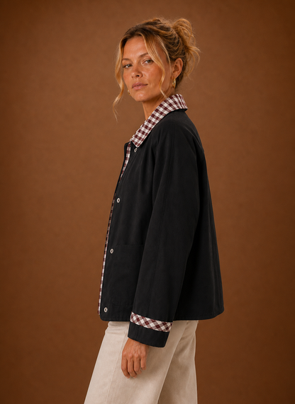 Barn jas dames met geruite kraag – afbeelding 10