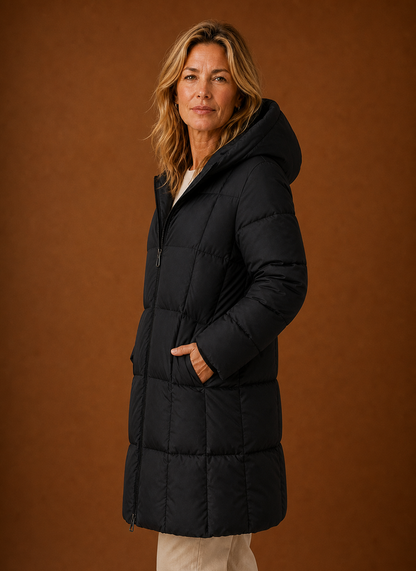 Lange pufferjas dames met capuchon – afbeelding 6
