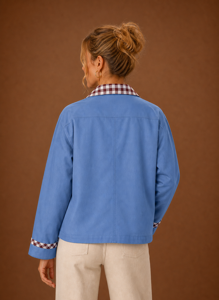 Barn jas dames met geruite kraag – afbeelding 3
