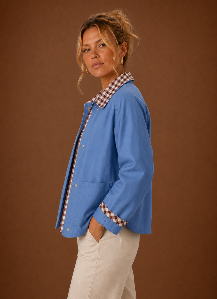 Barn jas dames met geruite kraag – afbeelding 2