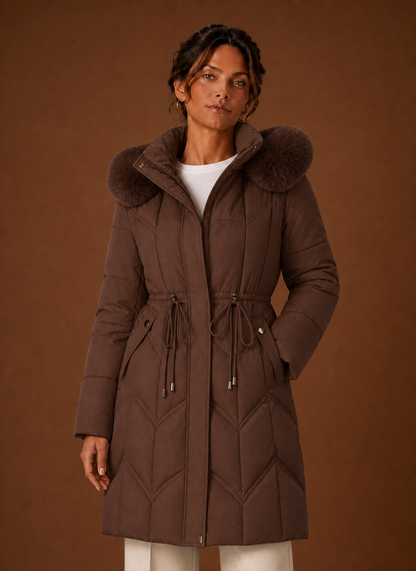 Lange pufferjas dames met bontrand – afbeelding 5