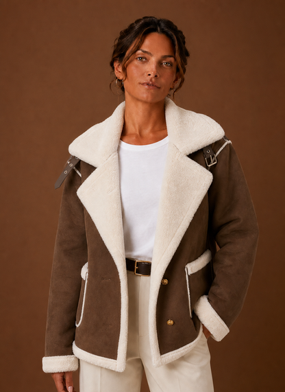 Aviator jas dames met pilotenkraag en rits