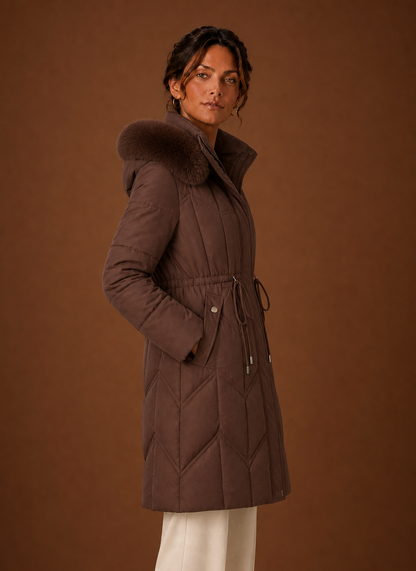 Lange pufferjas dames met bontrand – afbeelding 6