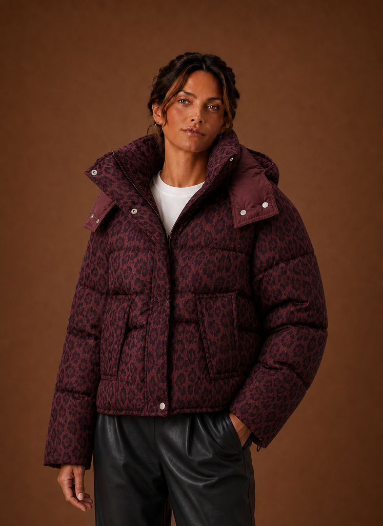 Pufferjas dames met luipaardprint – afbeelding 5