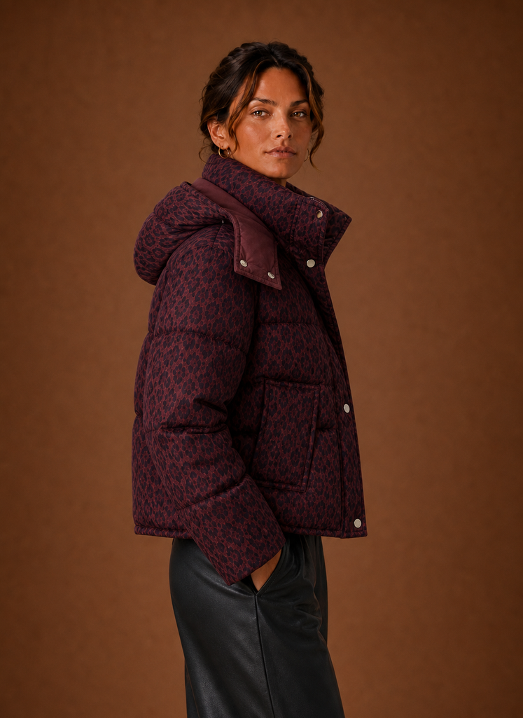 Pufferjas dames met luipaardprint – afbeelding 6