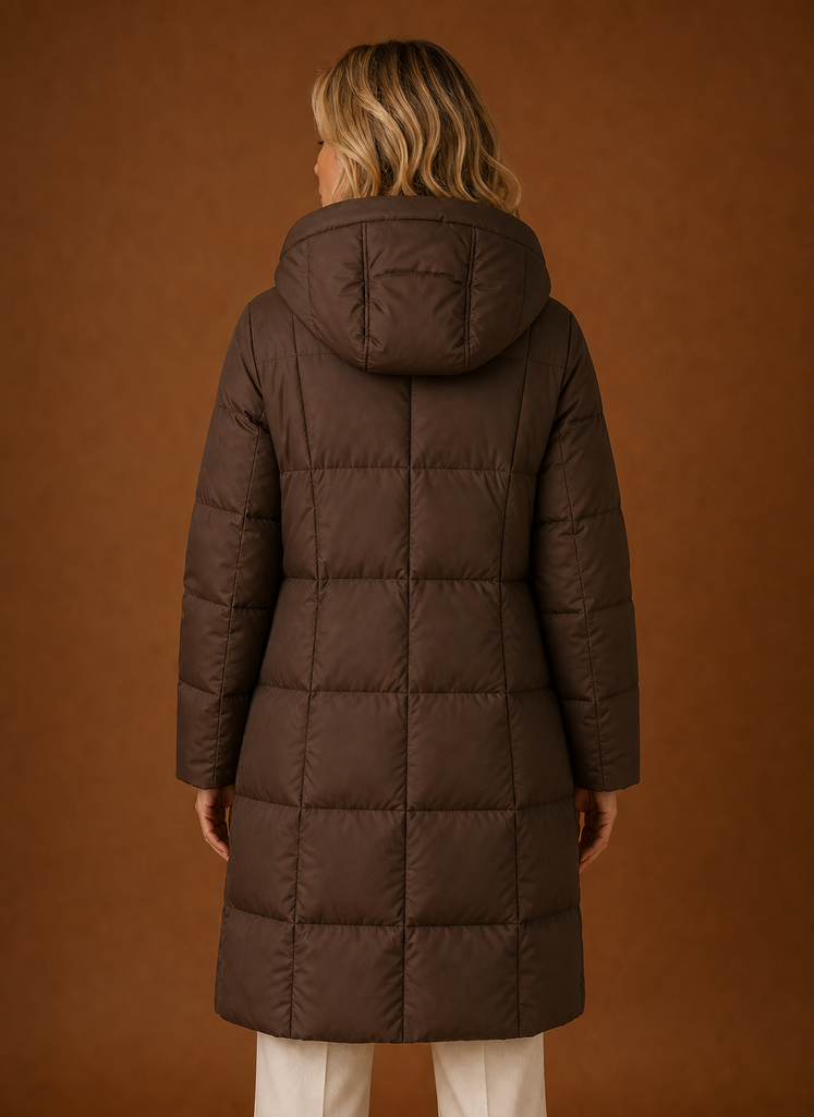 Lange pufferjas dames met capuchon – afbeelding 3
