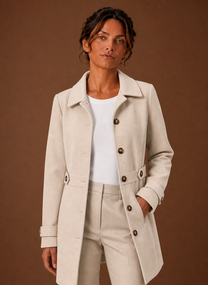 Halflange trenchcoat dames met knoopsluiting