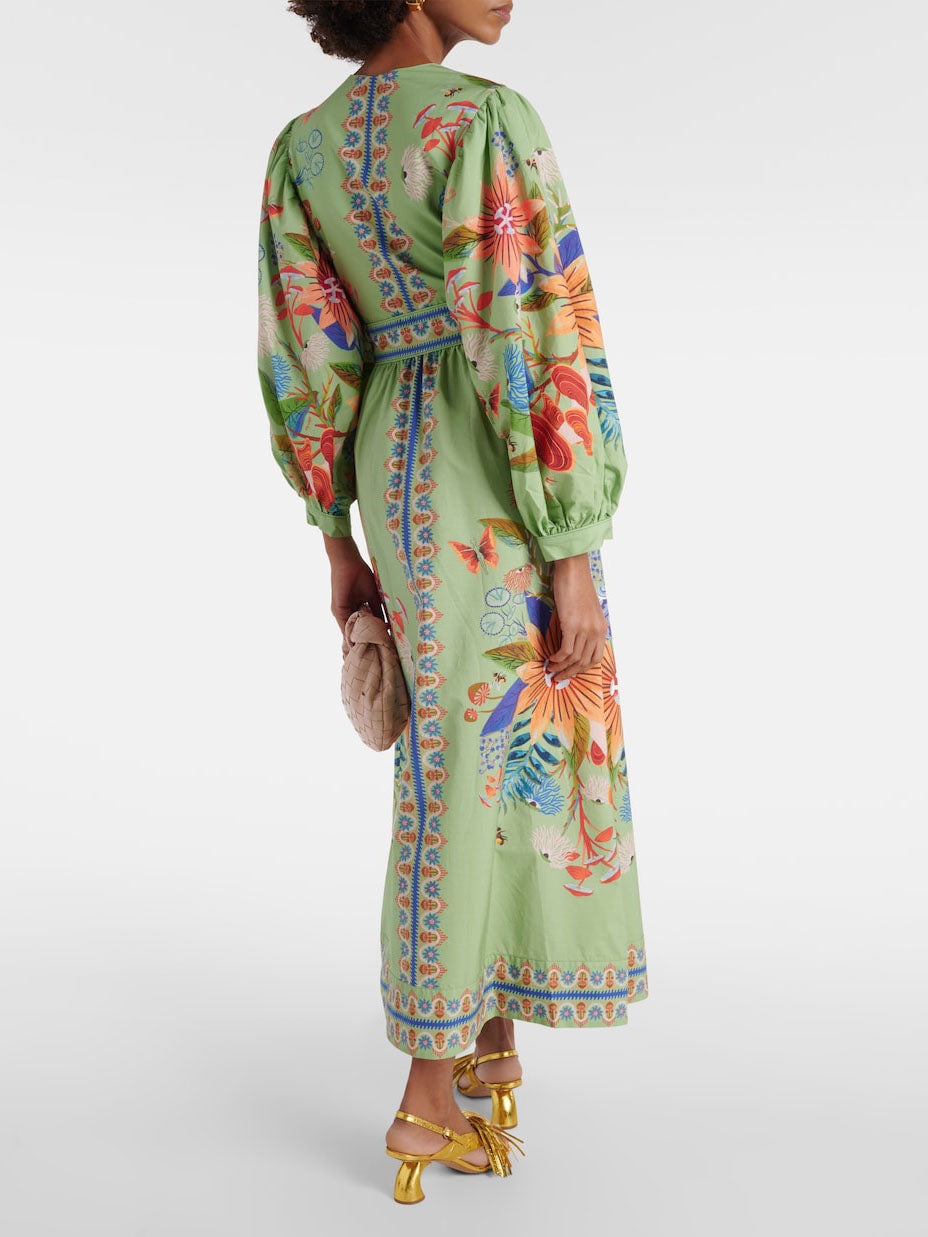 Midi-jurk met Bloemenprint en V-hals