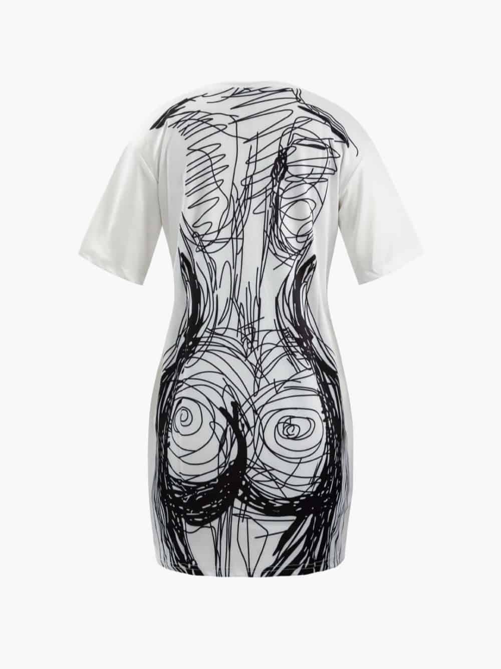 Mini-jurk met Abstracte Lijnprint