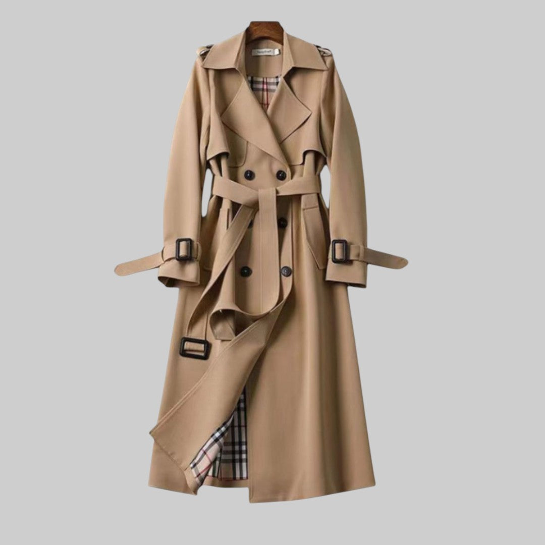 Trenchcoat Dames Klassiek – Dubbele Rij Knopen met Riem