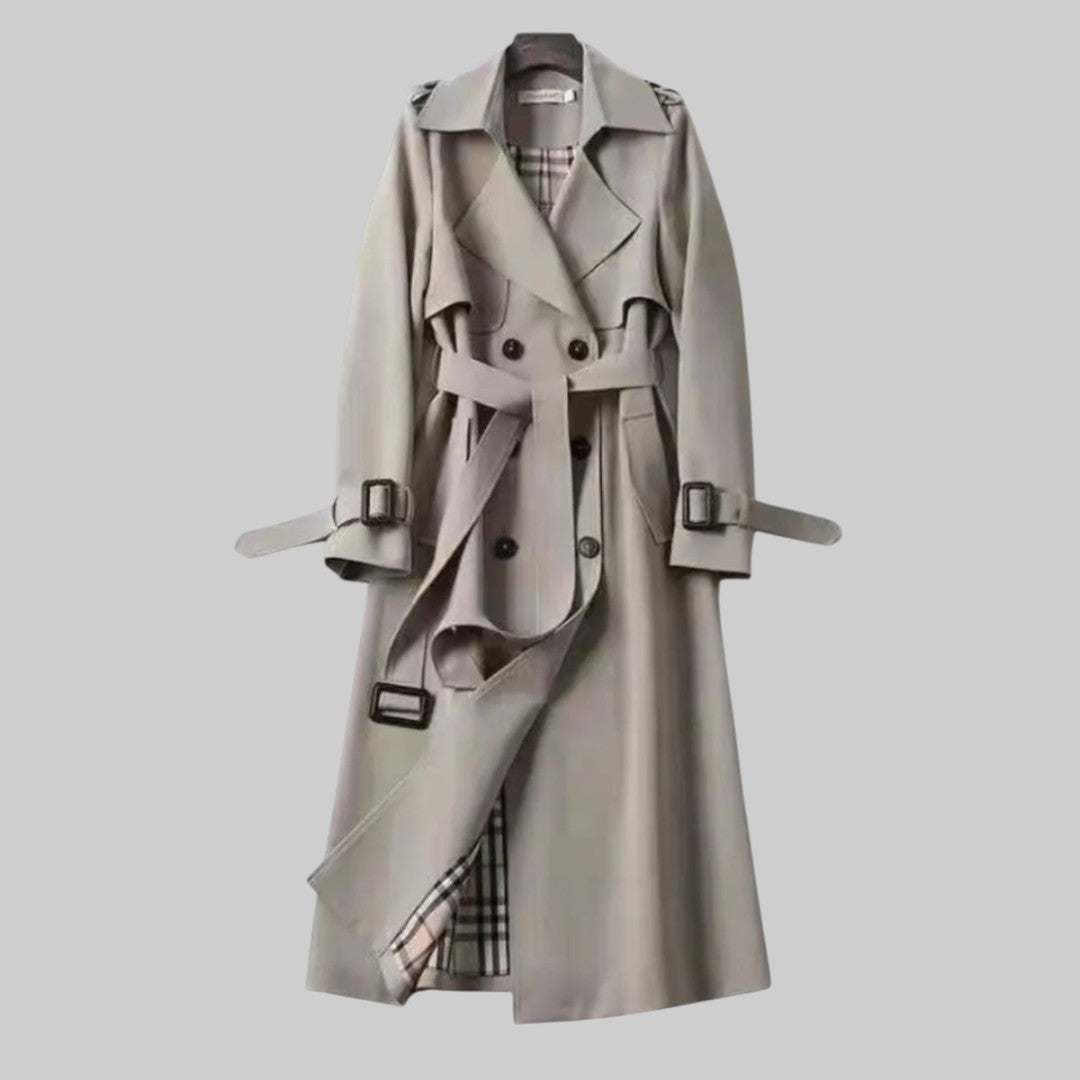 Trenchcoat Dames Klassiek – Dubbele Rij Knopen met Riem
