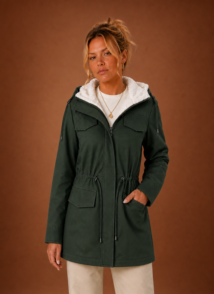 Lange parka dames met fleecevoering – afbeelding 5