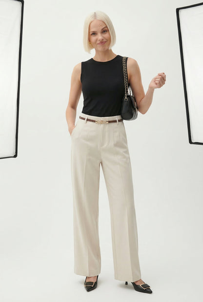 Milano Wide Leg Wool Trousers