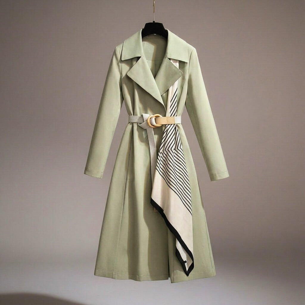 Overgangsjas Dames – Elegante Lange Mantel met Verfijnde Afwerking