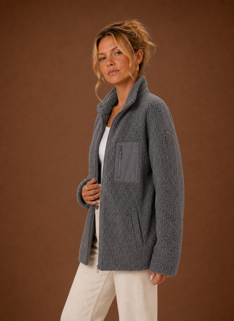 Sherpa teddy jas dames – afbeelding 2