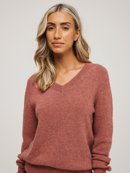 Sofie V-hals trui oudroze