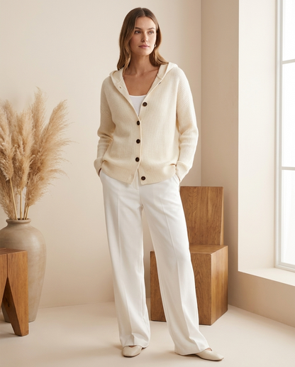 Hooded knit cardigan hero