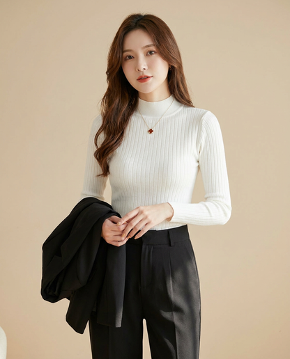 Half-turtleneck knit top hero