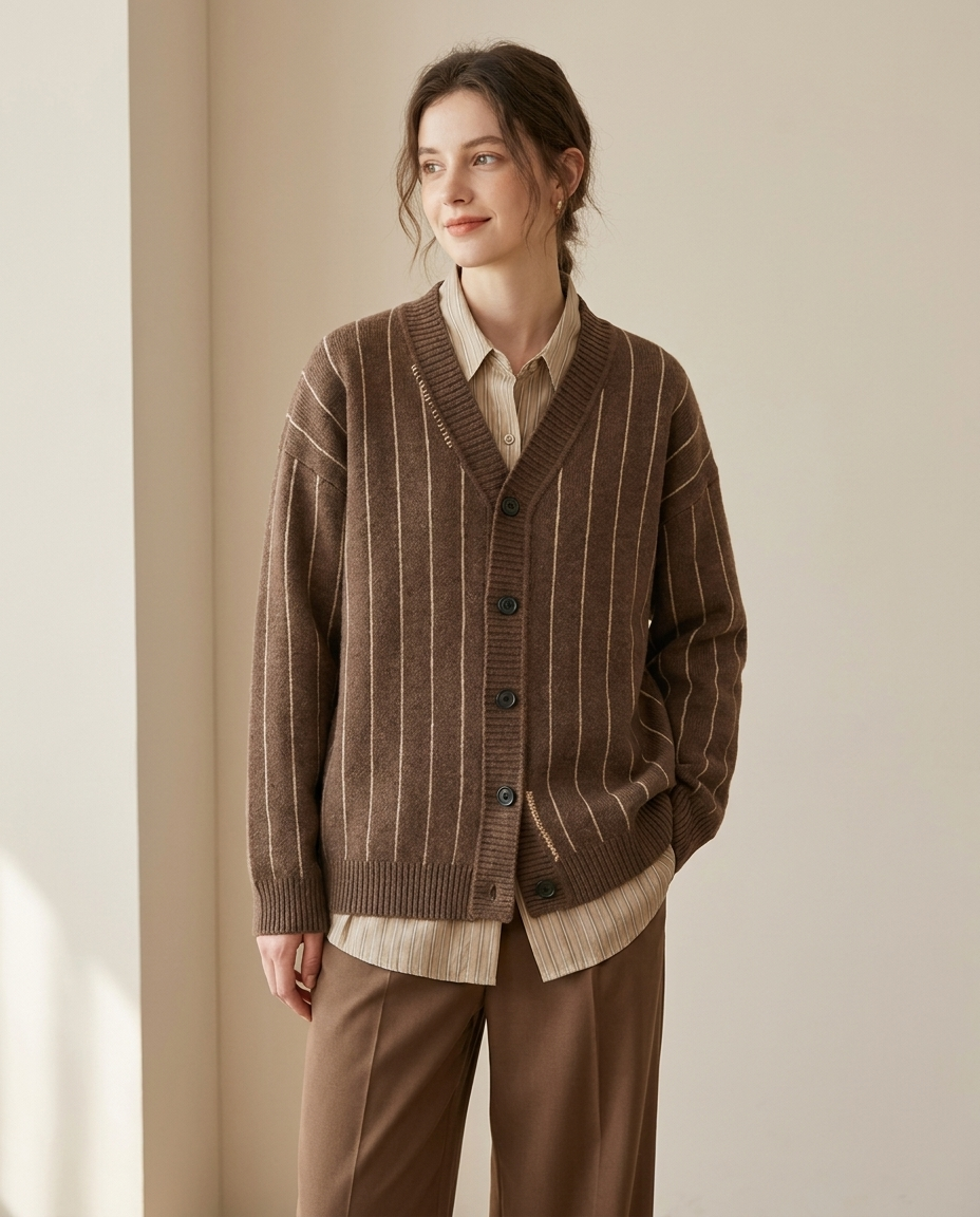Stripe knit cardigan hero
