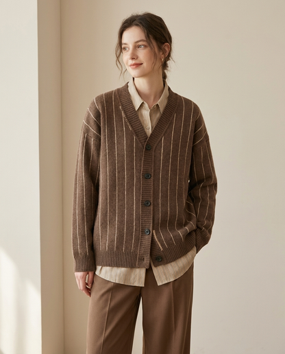 Stripe knit cardigan hero