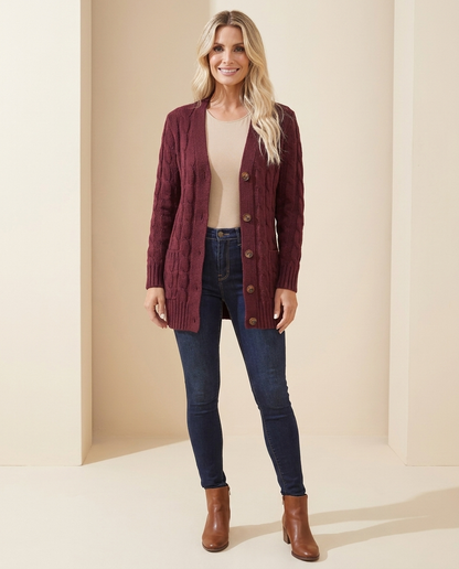cable knit cardigan hero
