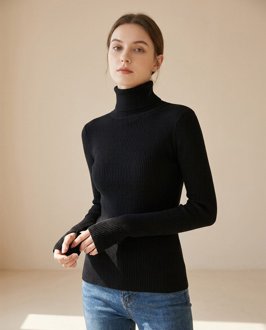 ribbed turtleneck sweater hero