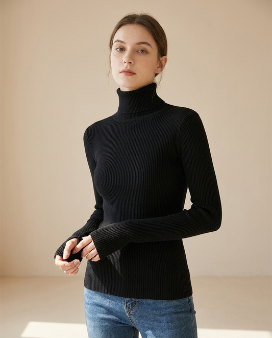 ribbed turtleneck sweater hero