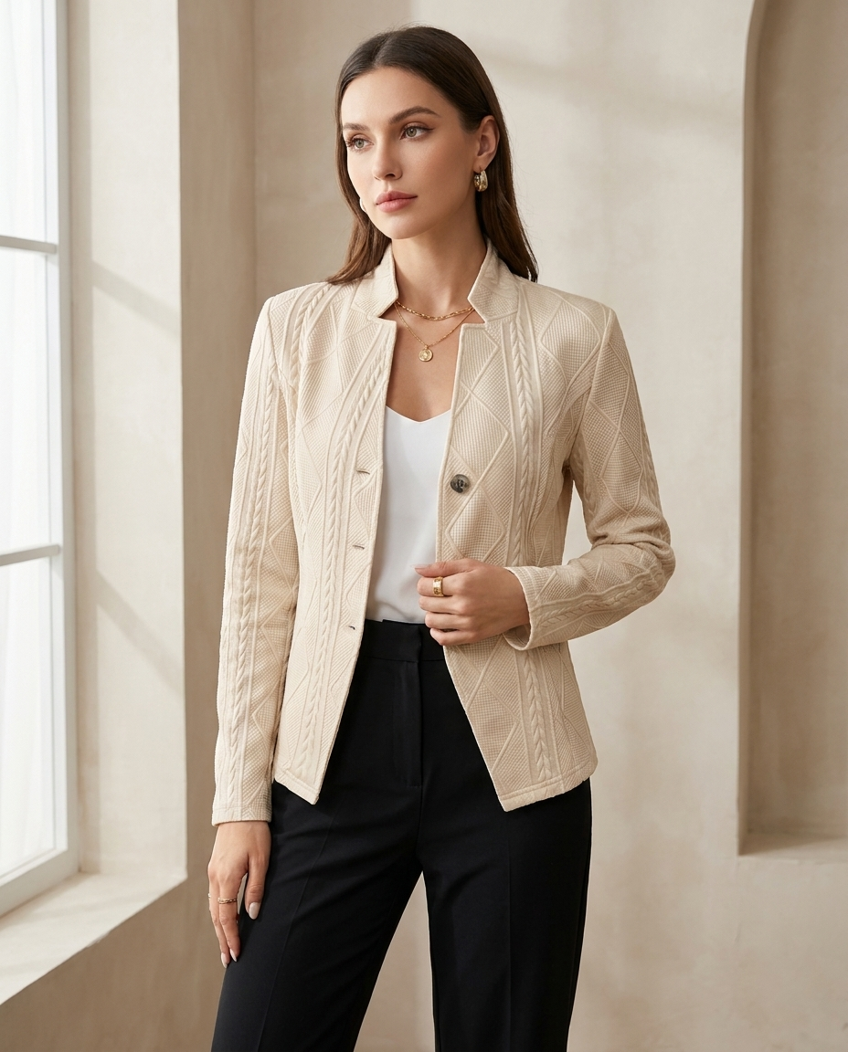 cable knit blazer hero