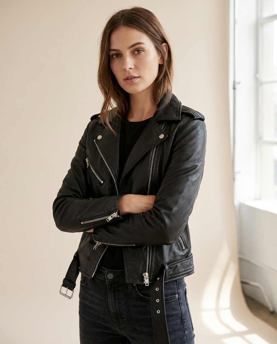 Leren jas dames imitatieleren biker – Romaccio